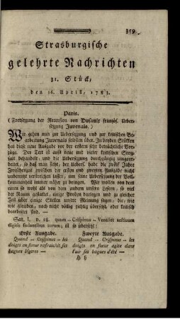 31. Stück, den 16. Aprill, 1783.