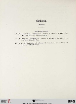 Nachtrag: Gemälde (Nr. 406-408)