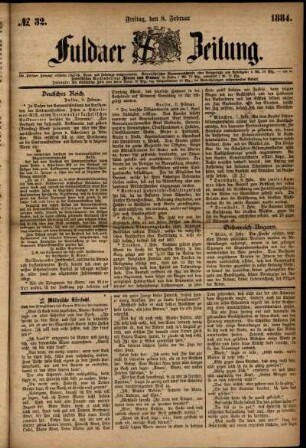 Ausgabe vom Freitag, den 08. Februar 1884.