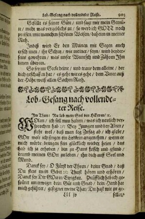 Lob-Gesang nach vollendeter Reise.
