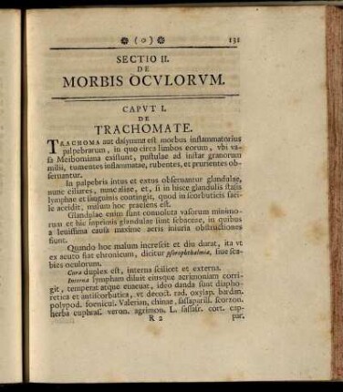 Sectio II. De morbis oculorum. Caput I – Caput XVIII