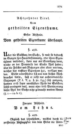 Achtzehnter TItel. Vom getheilten Eigenthume.