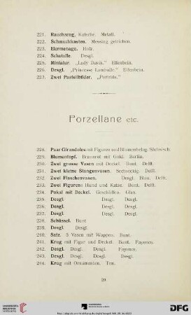 Porzellane etc. (Nr. 228-306)