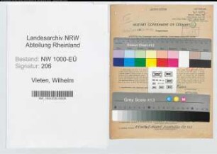 Entnazifizierung Wilhelm Vieten, geb. 04.08.1897 (Verw.Sekretaer)