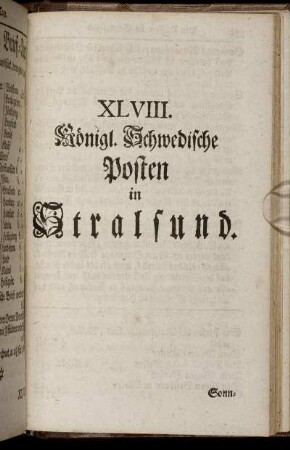 XLVIII. Königl. Schwedische Posten in Stralsund. - LVIII. Die Posten der Stadt Zürich.