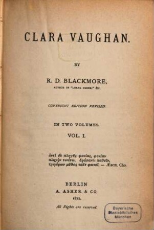 Clara Vaughan. 1