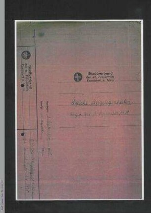 Stadtverband der evangelischen Reichsfrauenhilfe Frankfurt am Main - Örtliche Angelegenheiten