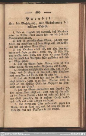 Parabel über die Verfolgung; mit Nachahmung der heiligen Schrift
