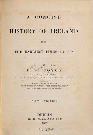 A concise history of Ireland from the earliest times to 1837