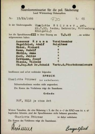 Stürmer, Charlotte
