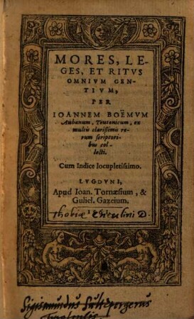 Mores, Leges, Et Ritvs Omnivm Gentivm : Cum Indice locupletissimo