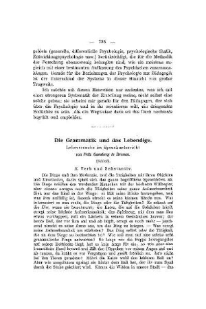 Die Grammatik und das Lebendige : Lehrversuche im Sprachunterricht ; (Schluß)