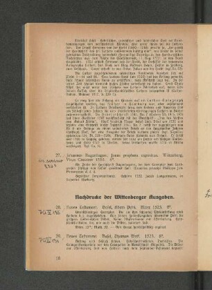 Nachdrucke der Wittenberger Ausgaben.