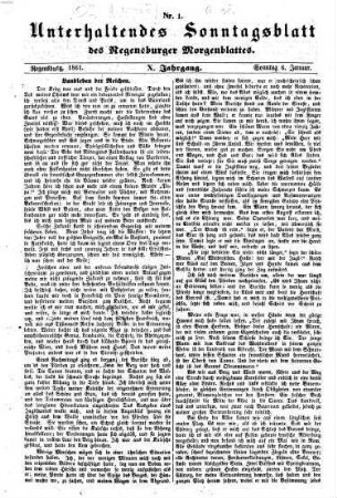 Regensburger Morgenblatt. Unterhaltendes Sonntagsblatt des Regensburger Morgenblattes, 10.1861