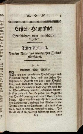 Erstes Hauptstück. Grundlehren vom menschlichen Willen.