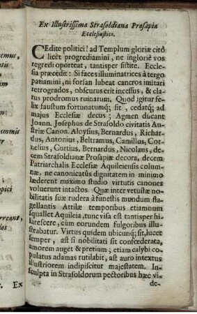 Ex Illustrissima Strasoldiana Prosapia Ecclesiastici