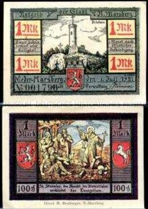 Nieder-Marsberg 1 Mark, Notgeldserie