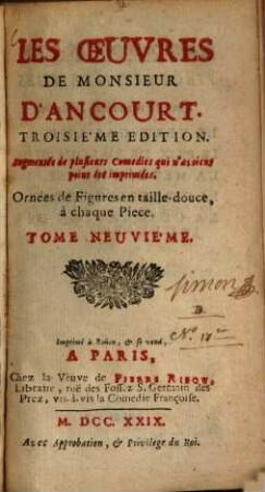 Les Oeuvres De Monsieur D'Ancourt, 9