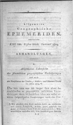 1804: Allgemeine geographische Ephemeriden