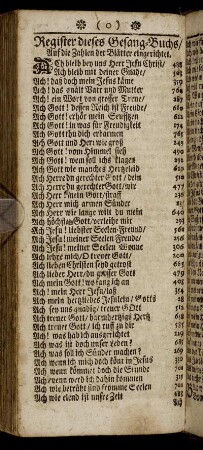 Register dieses Gesang-Buchs.