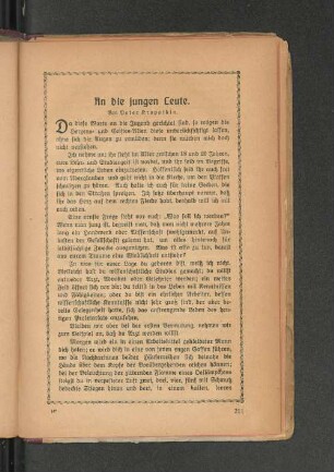 An die jungen Leute.