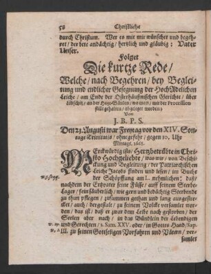 Folget Die kurtze Rede/ [...]