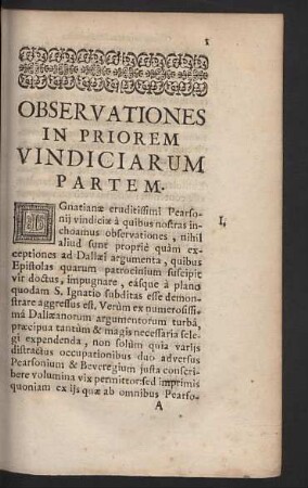 Observationes in Priorem Vindiciarum Partem.
