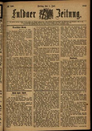 Ausgabe vom Freitag, den 01. Juli 1887.