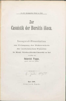 Zur Casuistik der Bursitis iliaca