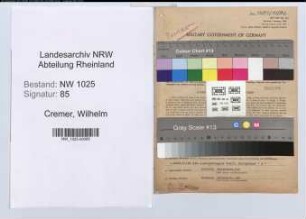 Entnazifizierung Wilhelm Cremer , geb. 19.03.1906 (Ingenieur)