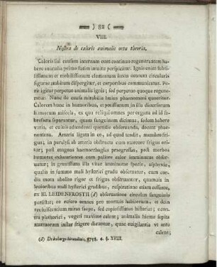 VIII. Nostra de caloris animalis ortu theoria.