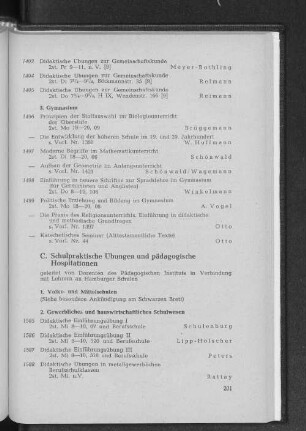 C. Schulpraktische Übungen und pädagogische Hospitationen