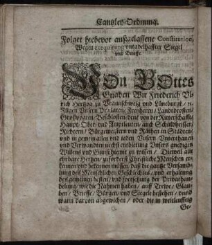 Folget hiebevor außgelassene Constitution, Wege exequirung untadelhaffter Siegel und Brieffe.