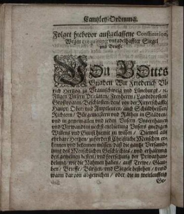 Folget hiebevor außgelassene Constitution, Wege exequirung untadelhaffter Siegel und Brieffe.