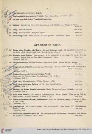 Arbeiten in Stein (Nr. 507-548)