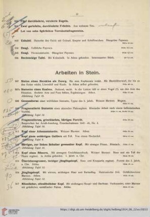 Arbeiten in Stein (Nr. 507-548)