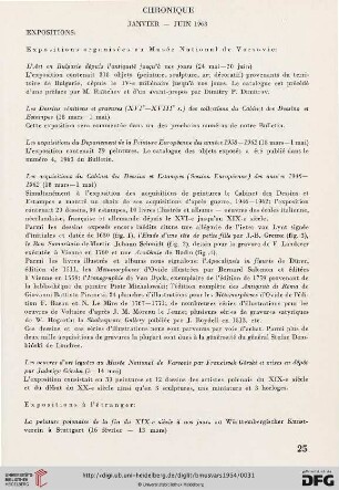 Chronique (Janvier-Juin 1963)
