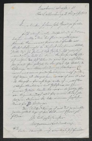 Brief von Siegmund Feldmann an Margarete Hauptmann