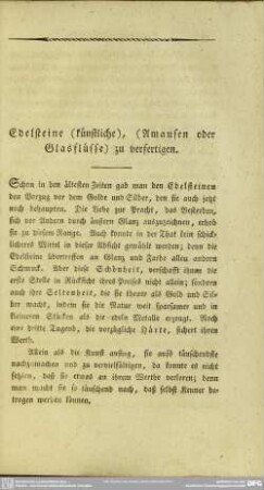 Edelsteine (künstliche), (Amausen oder Glasflüsse) zu verfertigen