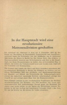 In der Hauptstadt wird eine revolutionäre Matrosendivision geschaffen
