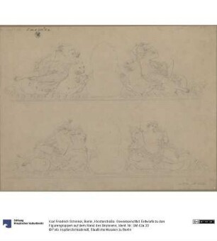 Berlin, Klosterstraße. Gewerbeinstitut. Entwürfe zu den Figurengruppen auf dem Rand des Brunnens