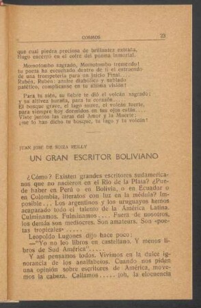 Un gran escritor boliviano : (De "Nuestra América").