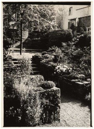 Garten Bergius, Heidelberg: Trockenmauer am Haus