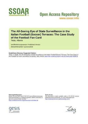 The All-Seeing Eye of State Surveillance in the Italian Football (Soccer) Terraces: The Case Study of the Football Fan Card