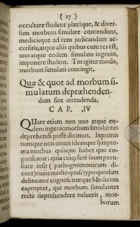 Quæ & quot ad morbum simulatum depræhendendum sint attendenda. Cap. IV.