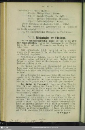 VIII. Wiederbeginn der Schulkurse