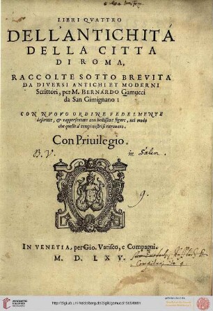Libri Qvattro Dell'Antichita Della Citta Di Roma