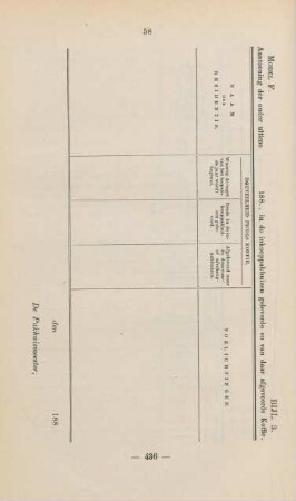 Bijl. 3. Model F. Aantooning der onder ultimo