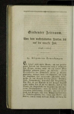 Siebenter Zeitraum. Von dem westphälischen Frieden bis auf die neueste Zeit. 1648-1817.