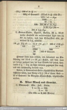 B. Altes Maaß und Gewicht